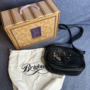Brighton Black Leather Crossbody Bag